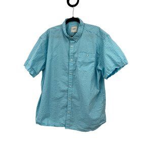 Six Lincoln New York Mens Button Down Shirt Short Sleeve Sea Splash Size 2X Blue
